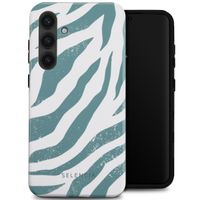 Selencia Vivid Tough Back Cover für das Samsung Galaxy S24 Plus - Colorful Zebra Pine Blue