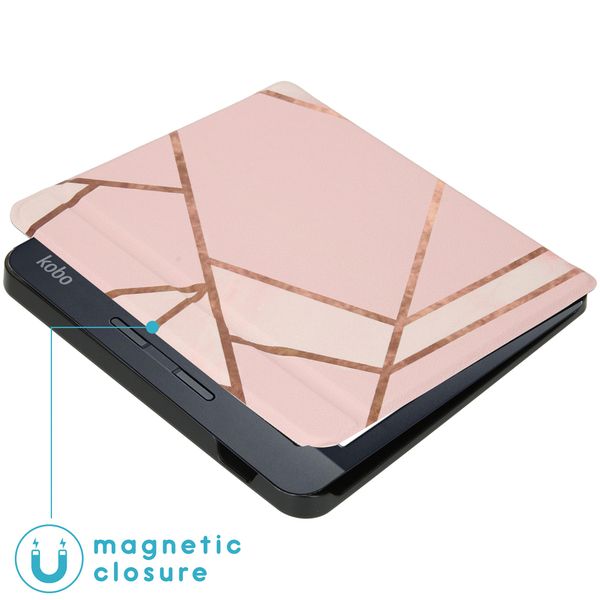 imoshion Design Slim Hard Sleepcover mit Stand für das Kobo Libra H2O - Pink Graphic