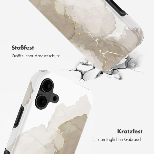 Selencia Vivid Tough Back Cover MagSafe für das iPhone 16 - Marble Light Brown