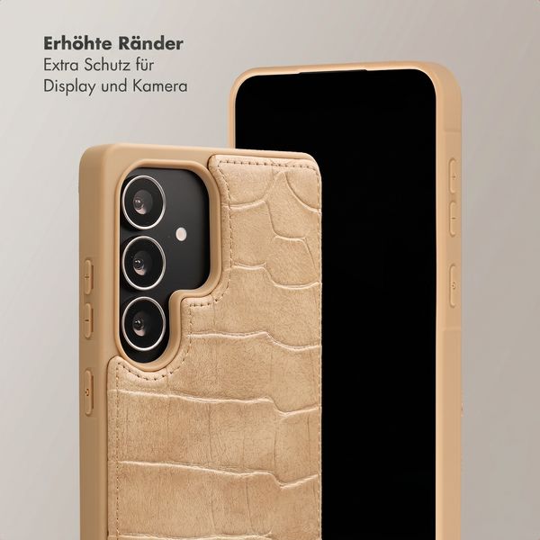 Selencia Nova Croco HandyHülle mit Kordel und Kartenhalter Samsung Galaxy S25 Ultra - Toasted Almond