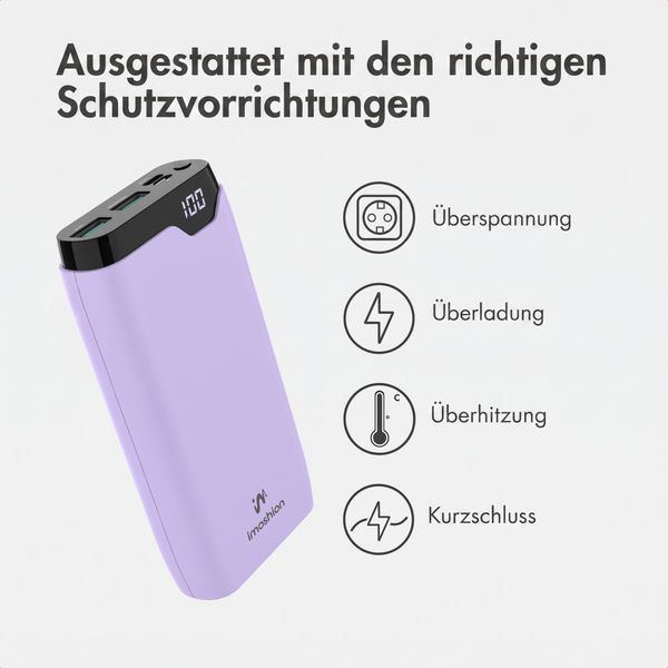 imoshion Powerbank 20.000 mAh - 22,5W Schnellladegerät - USB-C / USB-A - Lila