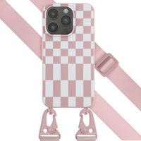 Selencia Silikonhülle design mit abnehmbarem Band für das iPhone 14 Pro - Irregular Check Sand Pink