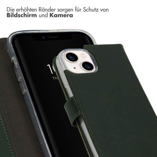 Selencia Echtleder Klapphülle für das iPhone 14 - Grün