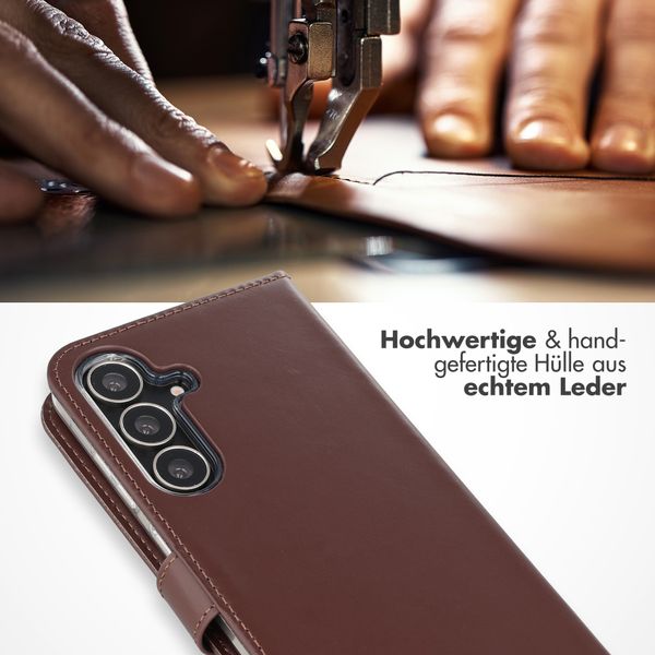Selencia Echtleder Klapphülle Samsung Galaxy S25 FE - Dunkelbraun
