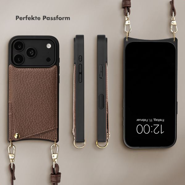 Selencia Nova HandyHülle mit Kordel und Kartenhalter Apple iPhone 18 Pro Max / 17 Pro Max - Mocha Brown