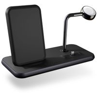 Zens Aluminium Dual Wireless Charger + Dock + Watch - 4-in-1 Kabelloses Ladegerät - 10 Watt - Schwarz 