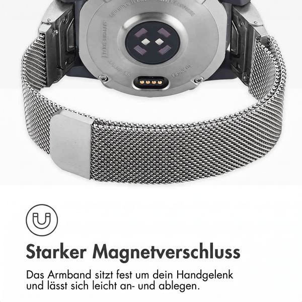 imoshion QuickFit® Milanese Armband -   Garmin 22 mm Anschluss - Größe L/XL - Silber
