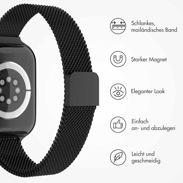 imoshion Mailandisches schlankes Armband für das  Apple Watch Series 1 t/m 9 / SE (38/40/41 mm) | Series 10 / 11 (42 mm) - Schwarz