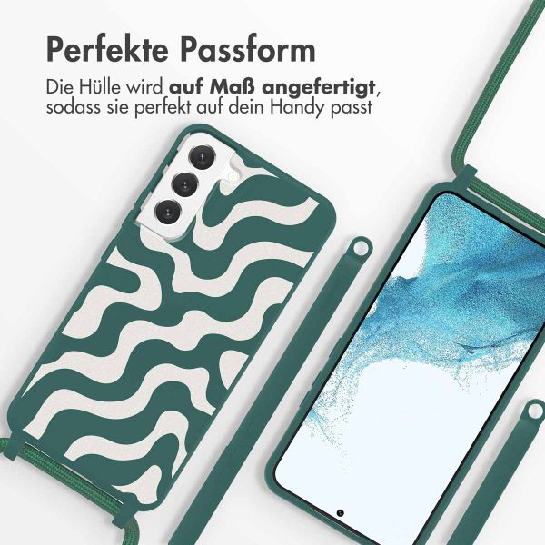 imoshion Silikonhülle design mit Band für das Samsung Galaxy S22 Plus - Petrol Green Groovy