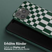 Selencia Silikonhülle design mit abnehmbarem Band für das iPhone 15 Pro - Irregular Check Green