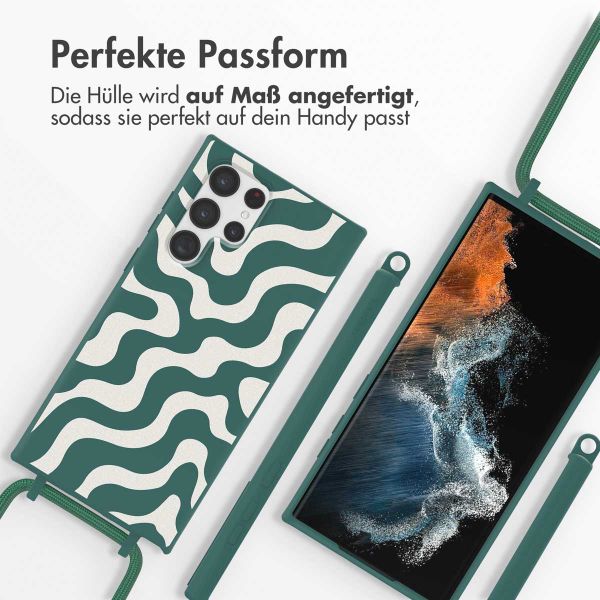 imoshion SilikonHülle design mit Band Samsung Galaxy S22 Ultra - Petrol Green Groovy