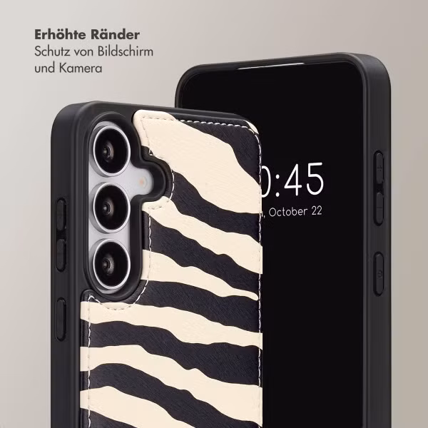 Selencia Nova HandyHülle mit Kordel und Kartenhalter Samsung Galaxy S25 FE - Zazzy Zebra