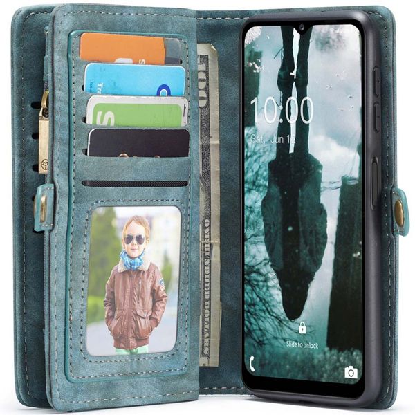 CaseMe Luxuriöse 2-in-1-Portemonnaie-Klapphülle Leder für das Samsung Galaxy A13 (5G) / A04s - Grün