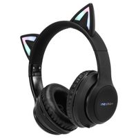 imoshion Kabellose Kinderkopfhörer LED Light Cat Ear - Dezibelbegrenzer - Mit AUX-Kabel - Schwarz