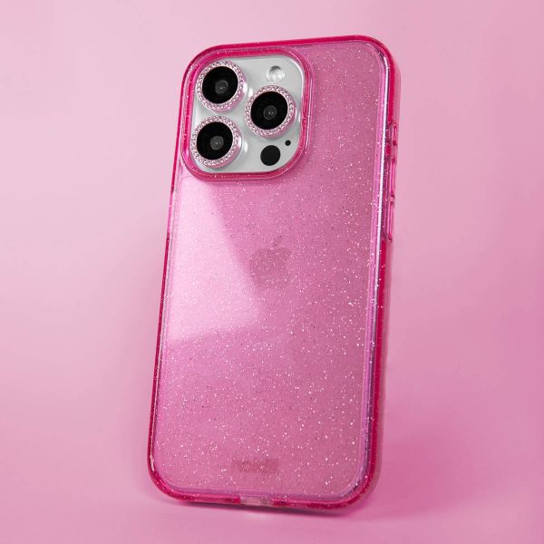 Holdit Kameraprotektor Glitzer für das Apple iPhone 15 Pro / 15 Pro Max - Pink