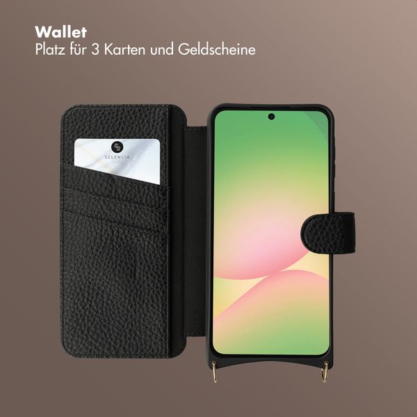 Selencia Riva Bookcase mit MagSafe und Handgelenkband Samsung Galaxy A57 (5G) - Schwarz
