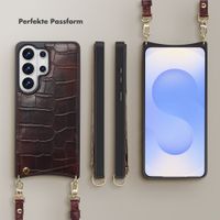 Selencia Nova Croco HandyHülle mit Kordel und Kartenhalter Samsung Galaxy S26 Ultra - Choco Brown