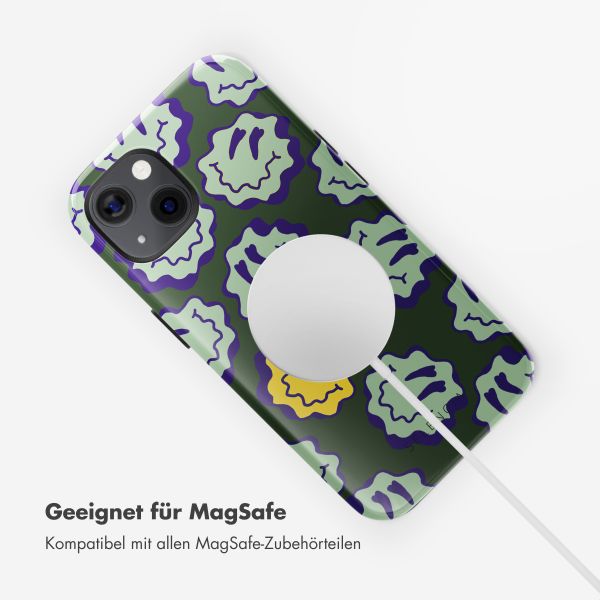 Selencia Vivid Rückabdeckung mit MagSafe Apple iPhone 13 - Wavy Smiley Green