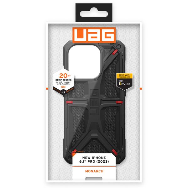 UAG Monarch Backcover für das Apple iPhone 15 Pro - Kevlar Black