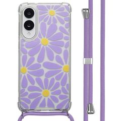 imoshion Design Hülle mit Band Samsung Galaxy S25 Edge - Tropical Violet Flowers Connect