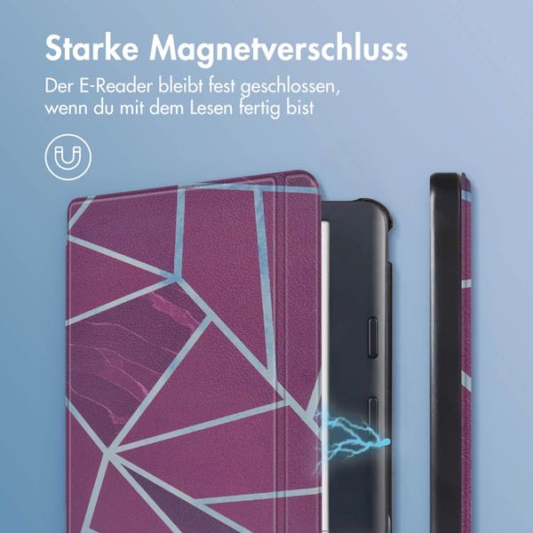 imoshion Design Slim Hard Case Sleepcover mit Stand Kobo Libra Colour - Bordeaux Graphic
