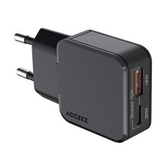 Accezz Ultra Slim GaN Ladegerät - USB-C + USB-A - 30 W - Schwarz