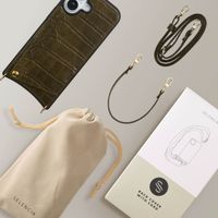 Selencia Nova Croco HandyHülle mit Kordel und Kartenhalter Apple iPhone 17 - Dark Olive