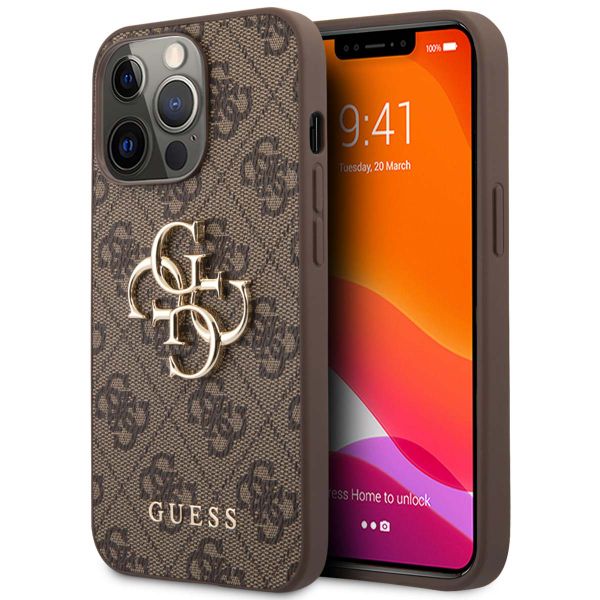 Guess 4G Metal Logo Back Cover für das iPhone 13 Pro - Braun