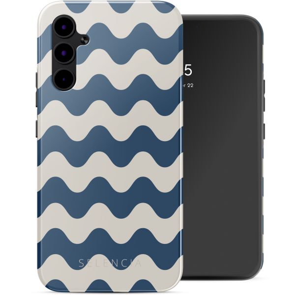 Selencia Vivid Tough Back Cover für das Samsung Galaxy A34 - Wave Vibes Classic Blue