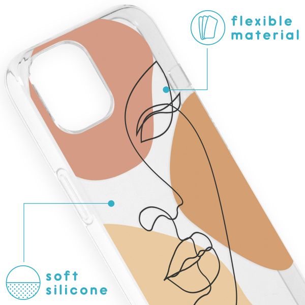 imoshion Design Hülle für das iPhone 13 - LIne Art Color Face