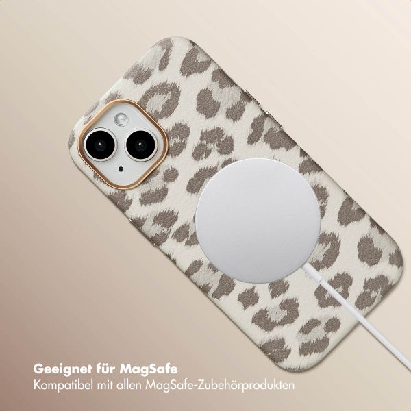 Selencia Sabi Backcover Leopardenmuster mit MagSafe Apple iPhone 15 - Soft Ivory