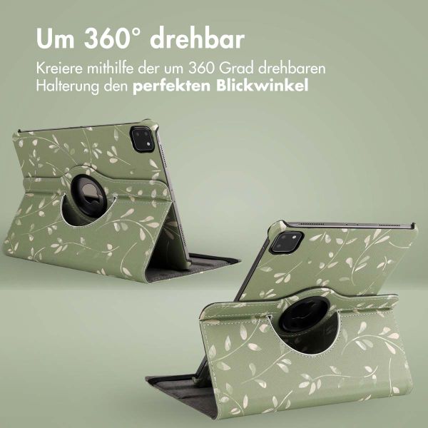 imoshion 360° drehbare Design Klapphülle Apple iPad Pro 11 (2022 / 2021 / 2020 / 2018) - Green Flowers