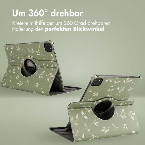 imoshion 360° drehbare Design Klapphülle für das iPad Pro 11 (2018/2020/2021/2022) - Green Flowers