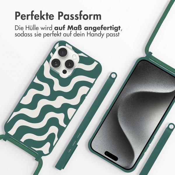 imoshion SilikonHülle design mit Band Apple iPhone 15 Pro - Petrol Green Groovy