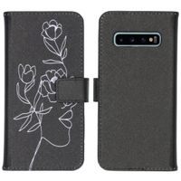 imoshion Design TPU Klapphülle Galaxy S10 - Woman Flower Black