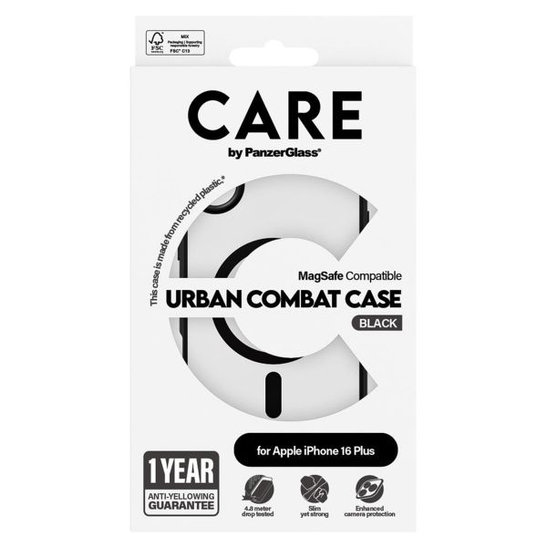 CARE by PanzerGlass Urban Combat Case MagSafe für das iPhone 16 Plus - Schwarz