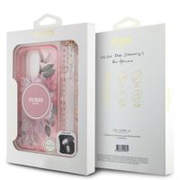 Guess MagSafe IML Flowers Case mit Beads Strap Apple iPhone 15 Pro Max - Pink