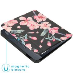 imoshion Design Slim Hard Case Sleepcover mit Stand Kobo Libra H2O - Blossom Watercolor Black