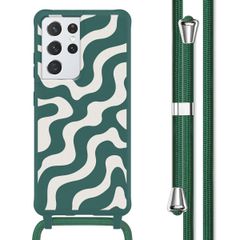 imoshion SilikonHülle design mit Band Samsung Galaxy S21 Ultra - Petrol Green Groovy