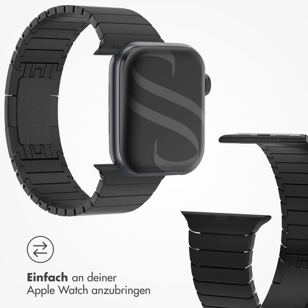 Selencia Edelstahl Gliederarmband für das  Apple Watch Series 1 t/m 11 / SE / Ultra (44/45/46/49 mm) - Schwarz