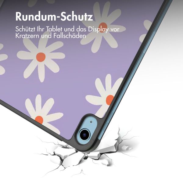 imoshion Design Trifold Klaphülle Apple iPad 11 (2025) 11 Zoll A16 / iPad 10 (2022) 10.9 Zoll - Flowers Distance