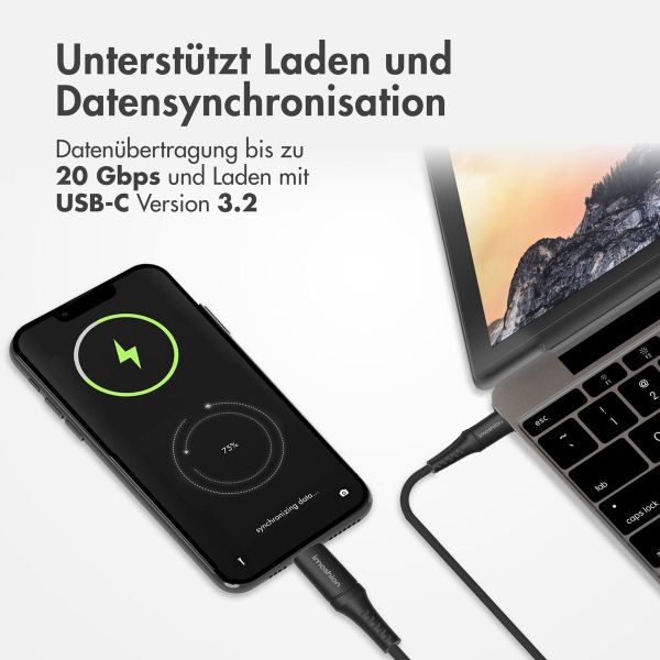 imoshion USB-C-auf-USB-C-Kabel – 100 Watt – 2 Meter – Schwarz