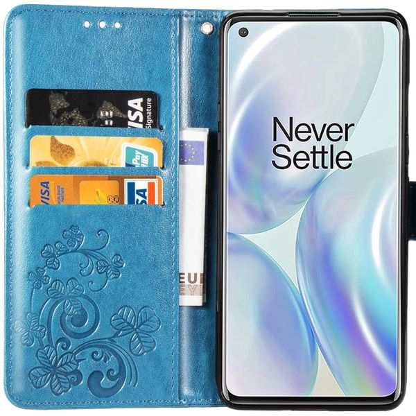 Kleeblumen Klapphülle Türkis OnePlus 8