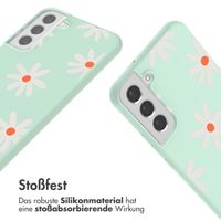 imoshion Silikonhülle design mit Band für das Samsung Galaxy S22 - Green Flower Distance