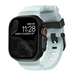 Nomad Rocky Point Armband für das  Apple Watch Series 1 t/m 11 / SE / Ultra (44/45/46/49 mm) - Icy Blue Glow Black
