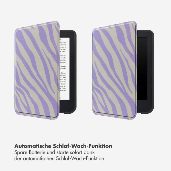 Selencia Vivid Klapphülle Kobo Clara Colour / Clara BW - Zebra Light Lilac