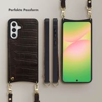 Selencia Nova Croco HandyHülle mit Kordel und Kartenhalter Samsung Galaxy A56 - Choco Brown