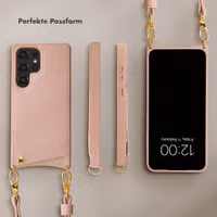 Selencia Nova HandyHülle mit Kordel und Kartenhalter Samsung Galaxy S25 Ultra - Dusty Rose