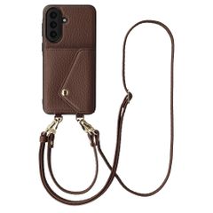 Selencia Sera HandyHülle mit Kordel und Umschlag-Kartenhalter Samsung Galaxy A57 (5G) - Chocolate Brown