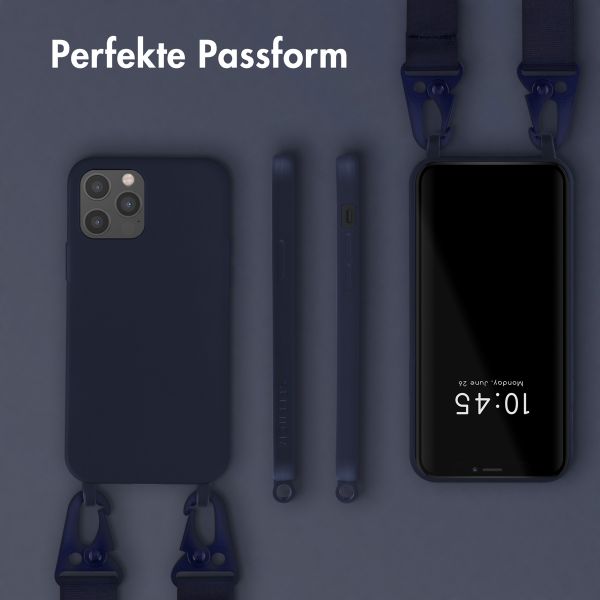 Selencia SilikonHülle mit abnehmbarem Band Apple iPhone 12 (Pro) - Dunkelblau